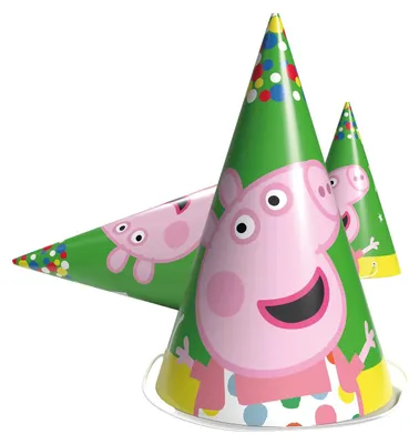 Produktbild von Peppa Pig Partyhüte für Kindergeburtstag und Mottoparty, 10 Stück, 10x16 cm