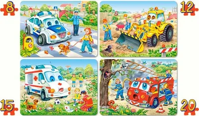 Image de Puzzle 4 en 1 (8+12+15+20 pièces) Funnty Véhicules 4324