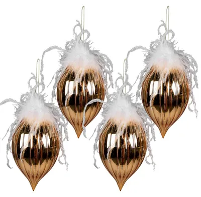 Image de Clayre & Eef Set de 4 boules de Noël Ø 10 cm Blanc doré Verre