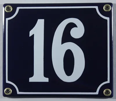 Produktbild von Hausnummernschild Emaille 16 blau - weiß 12x14 cm Schild Emaile Hausnummer Haus Num