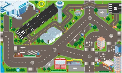 Produktbild von KidsGlobe Spielteppich Flughafen Teppich 72x120cm mit vielen LED, inkl. Batterie