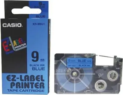 Produktbild von Casio XR-9BU1, Scwarz auf blau, Blau, 9 mm, 8 m