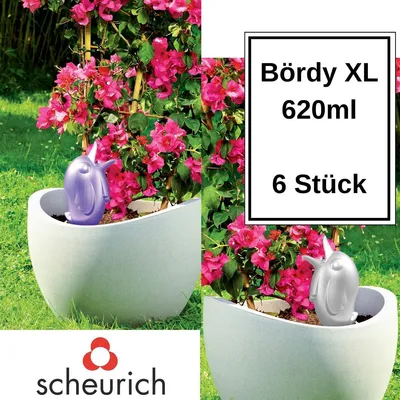 Productafbeelding van Scheurich waterdispenser Bördy XL | Set van 6 stuks, champagne/lila | Inhoud: 620 ml | Kleine waterbol met terracotta voet | Waterdispenser voor planten en bloemen, terracotta stengel