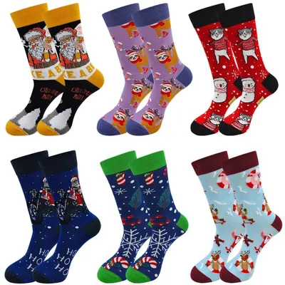 Produktbild von Herren Weihnachtssocken Baumwolle 6 Paar Größe 39-45 mit Weihnachtsmotiv