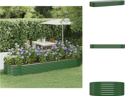 Zdjęcie produktu dla vidaXL Podwyższony kwietnik Stal malowana proszkowo 322x100x36 cm Zielony - Donice i doniczki