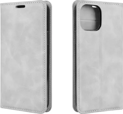 Produktbild von Mobigear Retro Slim iPhone 12 Hülle Klapphülle Geldbörse - Grau