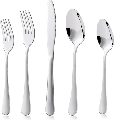 Produktbild von 20-teiliges Edelstahl Besteckset für 4 Personen | Spülmaschinenfest | Elegantes Essbesteck – Silber