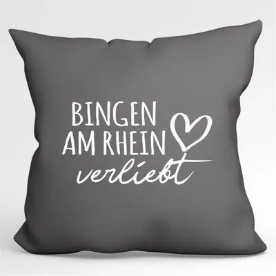 Produktbild von Huuraa Kissenbezug Nidderau verliebt 40x40cm Steel Grey Baumwolle Dekokissenbezug Geschenkidee