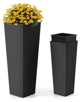 Obrázek produktu pro Sada 2 ratanové květináče, 82/60 cm, vnitřní květináče, černé