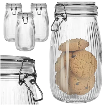 Vorratsgläser 3er-Set 1450 ml, Glas mit Bügelverschluss, luftdicht