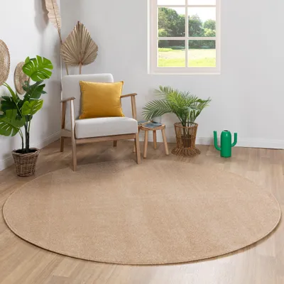 Produktbild von Steffensmeier Kurzflor Teppich Ibiza - Rund | Rund | Wohnzimmerteppich | modern | strapazierfähig und pflegeleicht | Beige | Größe: Ø 80 cm