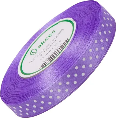 Zdjęcie produktu dla WSTĄŻKA SATYNOWA w kropki 12 mm - wrzoskowa 133 - 23 m - dekoracyjna tasiemka