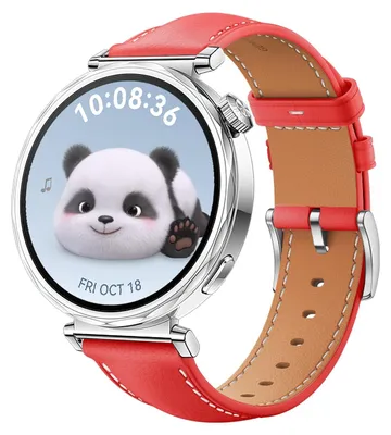 Image de Pour Huawei Watch GT 5 41 mm Bracelet de remplacement en cuir pour femme avec boucle argentée Rouge
