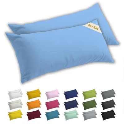 Produktbild von Lavea® 2er Set Seitenschläferkissen-Bezug 40x145 cm, 100% Baumwolle Jersey, YKK-Reißverschluss, Himmelblau