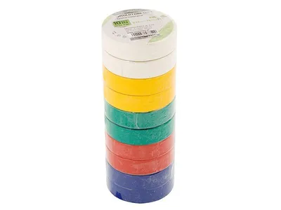 Zdjęcie produktu dla Taśma izolacyjna PCV 0,13 mm x 15 mm x 10 m, 5 kolorów, 10 szt.