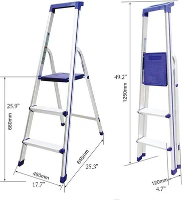Image de Échelle légère en aluminium avec large marchepied et poignée
