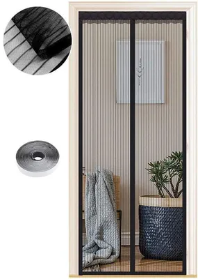 Obrázek produktu pro Magnetická síť proti hmyzu na balkonové a terasové dveře – 100 x 220 cm – černá