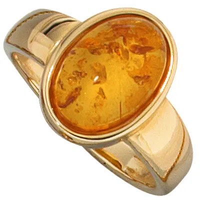Produktbild von JOBO Damen Ring 585 Gold Gelbgold 1 Bernstein Goldring Größe 52