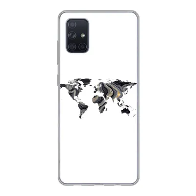Produktbild von MuchoWow® Handyhülle Schutzhülle Hülle für Samsung Galaxy A71 Weltkarte - Gold - Linie Silikon Softcase Handy Hülle - Kartenbesitzer
