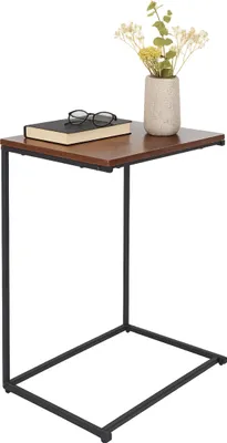 Produktbild von Relaxdays Beistelltisch, C-Form, große Tischplatte, HxBxT: 60 x 55 x 35 cm, Sofatisch zum Unterschieben, schwarz/ braun