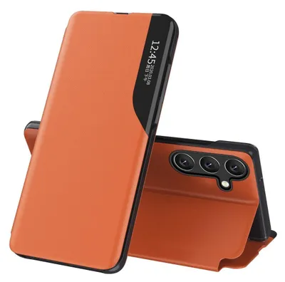 Zdjęcie produktu dla Etui Eco Leather View Case elegancki futerał z klapką i funkcją podstawki na Samsung Galaxy A26 - pomarańczowe