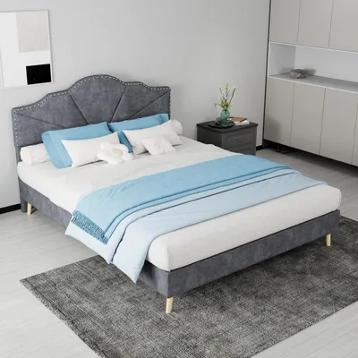 Productafbeelding van Zerbaco gestoffeerd tweepersoonsbed, 140x200 cm, grijs, met bedlade, zonder matras