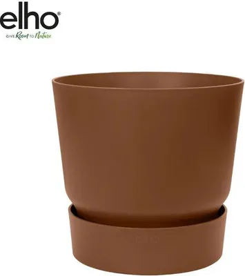 Image de Pot en céramique Greenville, rond, marron - 39 x 37 cm