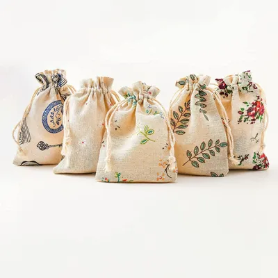 Productafbeelding van Katoenen zakjes - Met trekkoord - 10 x 14 cm - 25 stuks