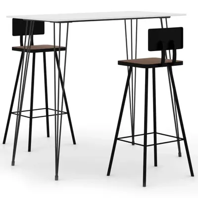 Image de vidaXL Ensemble de bar 3 pièces blanc