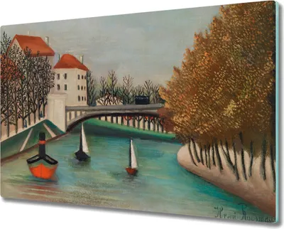 Produktbild von Coloray Hackbrett Küchenbrett Kochplattenabdeckung Schneidebrett Herdabdeckplatte 80x52 cm - Stadt Baum Boote