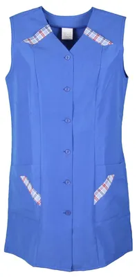 Produktbild von 7/8 Kasack kurz einfarbig Schürze ohne Arm , Größe:58, Farbe:Blau