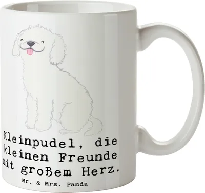 Produktbild von Mr. & Mrs. Panda Tasse Kleinpudel Liebe - Weiß - Geschenk, Kaffeebecher, Pudelliebhaber, Henkelbecher, Becher, wunderbare Beziehung, Hunderasse, Kaffeetasse, großes Herz