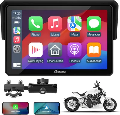 Obrázek produktu pro W502, 5palcový displej pro motocykl s GPS, podporuje CarPlay bezdrátově a Android Auto