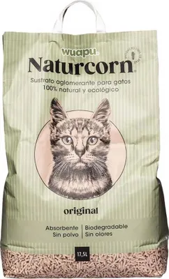 Produktbild von Wuapu Naturcorn Original Katzenstreu 17.5l Beige  Beige One Size