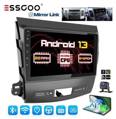 Produktbild von Autoradio 9 Zoll 2 DIN für Mitsubishi Outlander 06-12 Android 13 GPS Navigation Carplay Android Auto Bluetooth Touchscreen Rückfahrkamera Lenkradsteuerung