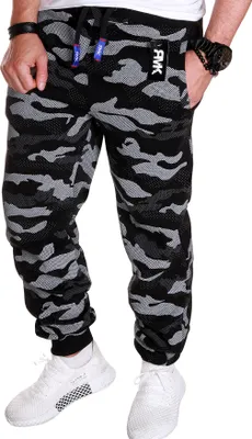 Produktbild von RMK Herren Hose Jogginghose Trainingshose Fitnesshose Sweatpants (XS, Camouflage_Schwarz H.02H.02))
