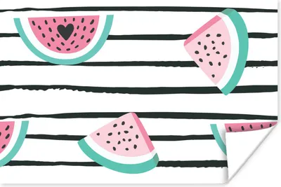 Produktbild von MuchoWow® Poster Wassermelone - Sommer - Schwarz 90x60 cm - Schlafzimmer