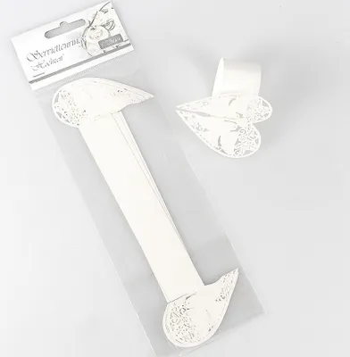 Produktbild von 6 Serviettenringe weiß Papier Herz Tauben Serviettenhalter Hochzeit B2,7cm Herz 6,5cm