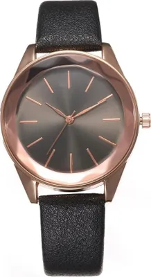 Produktbild von Moderne Lujza Damenuhr Schwarz – Sportlich-elegant mit Kunstlederarmband KP12359
