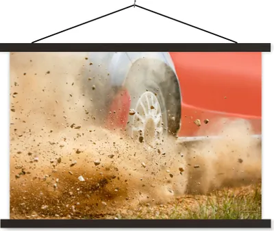 Produktbild von MuchoWow® Textilposter Auto - Rennen - Rad 90x60 cm mit schwarzem Rahmen - Aufhängungssatz
