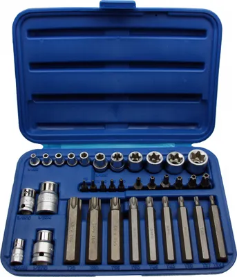 Produktbild von Steckschlüssel Stecknuss Satz TORX E-Profil + T-Profil Einsätze Nuss 35 tlg.