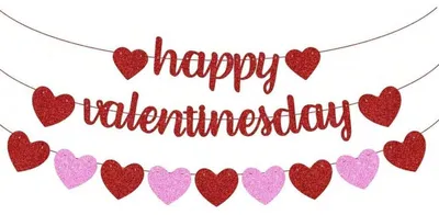 Productafbeelding van Glimmende roze hartjes slingers voor Valentijnsdag, 3 stuks