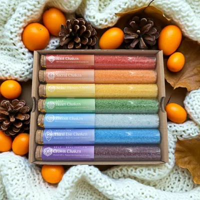 Productafbeelding van Badezout in flesjes - Chakra - Cadeauset van 7 dagen