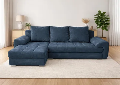 Produktbild von Ecksofa mit Schlaffunktion, ausziehbares Ecksofa VELUTO, Eckcouch mit Wellenfeder