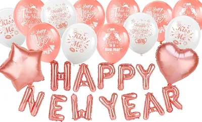 Produktbild von Silvester-Set aus rosa und goldenen Folien-Latexballons