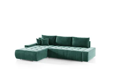 Produktbild von Ecksofa Sofa mit Schlaffunktion VOGAR Stoff Monolith Grün Ottomane Links