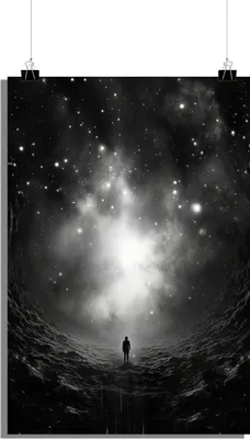 Zdjęcie produktu dla Plakat Gwiazdy - Plakat Wszechświat - Czarno-biały plakat - 61x91cm - Idealny do oprawienia w ramkę