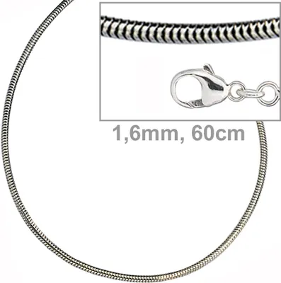 Produktbild von JOBO Schlangenkette 925 Sterling Silber 1,6 mm 60 cm Halskette Kette Karabiner