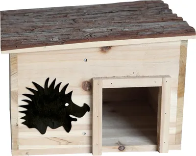 Produktbild von Igelhaus Holz – 32 x 26 x 21 cm – Unbehandelt – Mit Rindendach