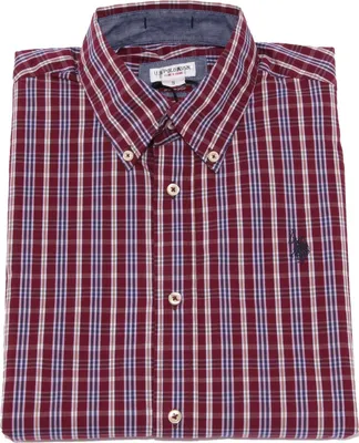 Zdjęcie produktu dla 3658K camicia uomo U.S. POLO ASSN. SLIM FIT bordowy/niebieski bawełniana koszula męska